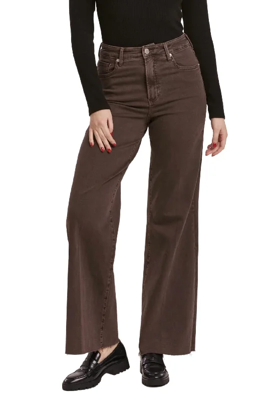 Women's Elegant Evening Outfit Fiona High Rise Wide Leg Pant In Mocha Brown