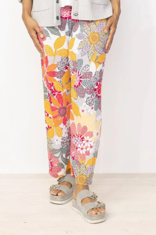 Women's Fashionable Attire For Work Floral Flood Pant In Melon