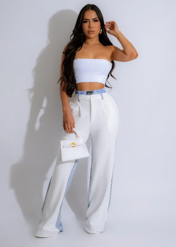 Women's Work Outfit Full Of Love Denim Pant White