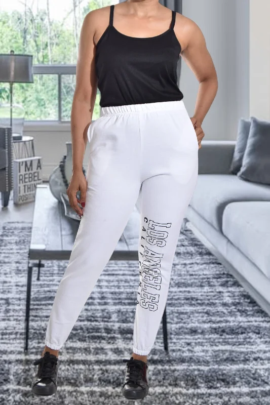 Women's Clothing For Work Ladies Letter Graphic Off White Track Pants