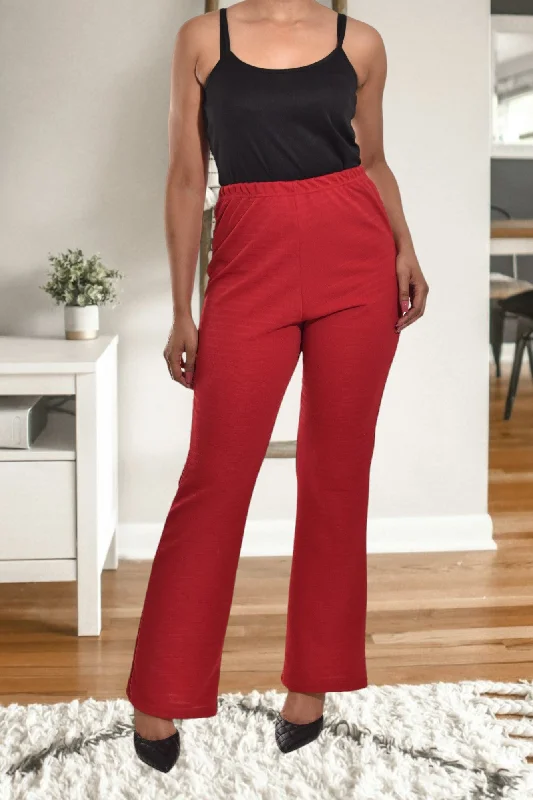 Affordable Women's Clothing Ladies Red Stretch Pants