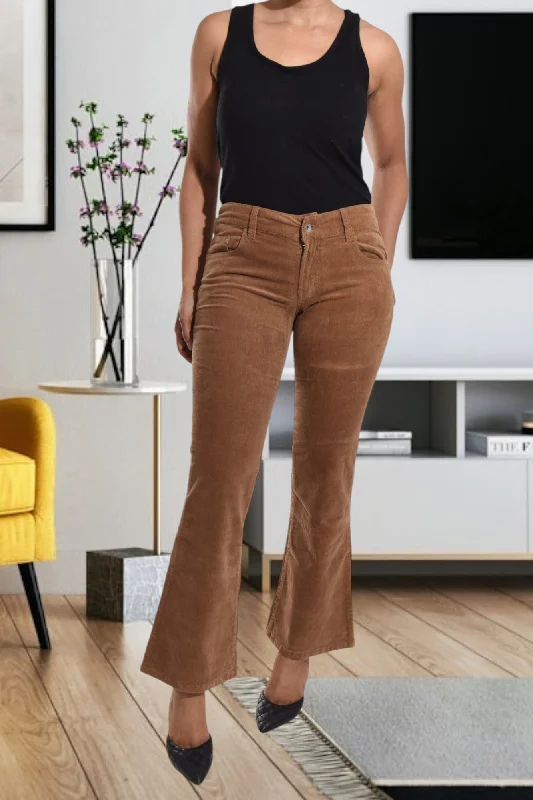 Chic Women's Garments Light Brown Corduroy Pants