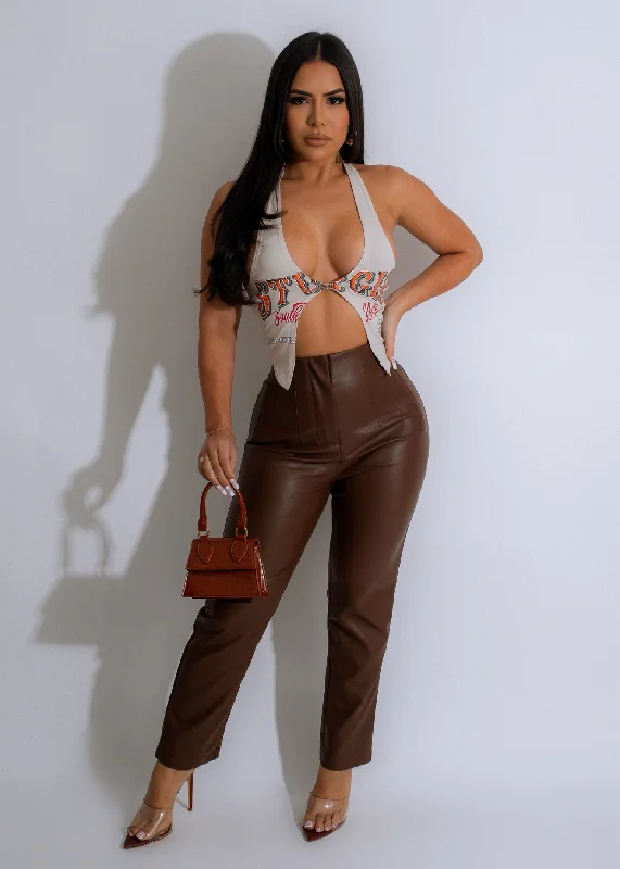 Women's Transitional Apparel Love The Chase Faux Leather Pants Brown