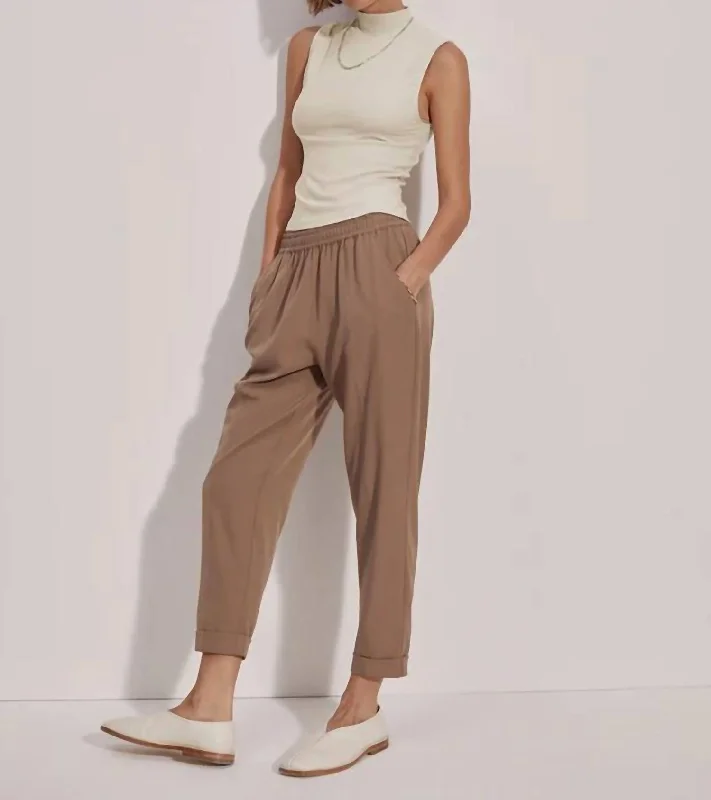 Vintage-Inspired Garments Oakland Turn-Up Taper 25" Pant In Taupe Stone