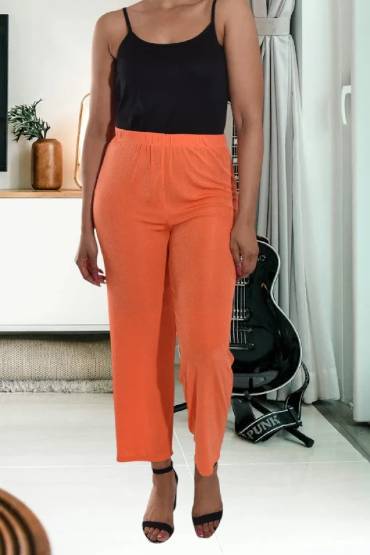 Comfortable Women's Apparel Orange Elastic Pants