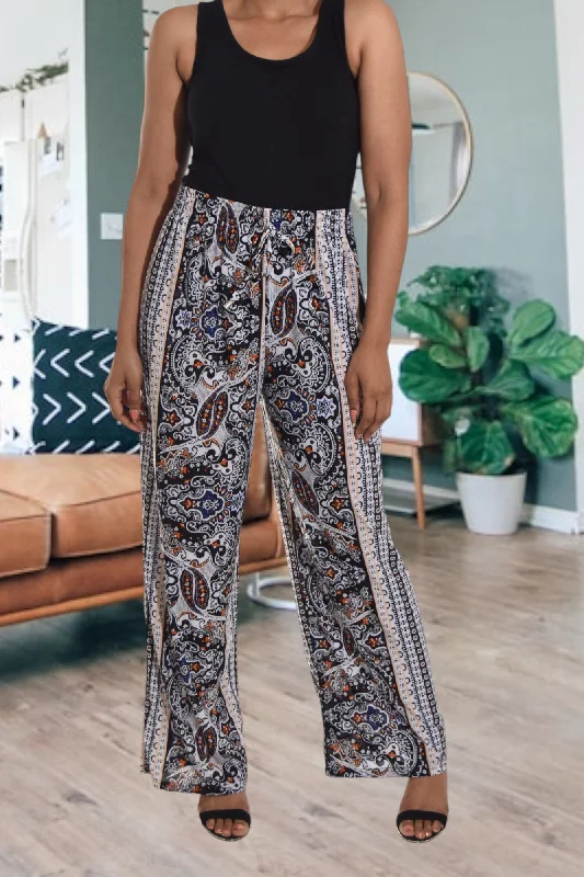 Women's Trendy Casual Outfit White Patterned Pants