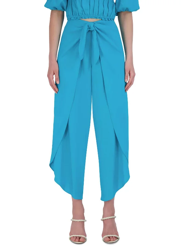 Women's Attire Womens High Rise Tie Waist Wide Leg Pants