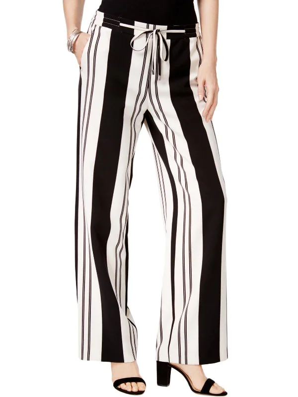 Women's Travel Outfit Set Womens Striped Tie Front Wide Leg Pants