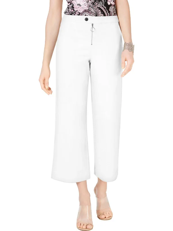 Women's Work Outfit Womens Wide-Leg Mid-Rise Ankle Pants