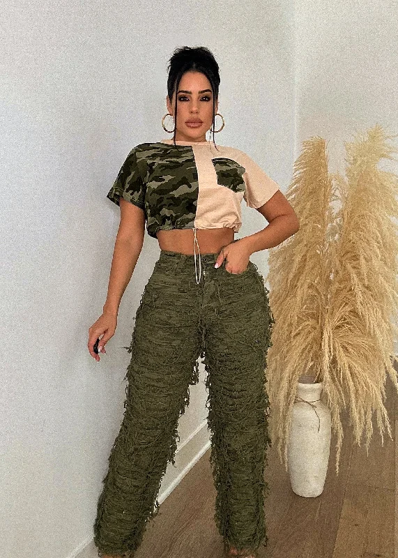 Women's Clothing Sets Your Better Camo Ripped Pant